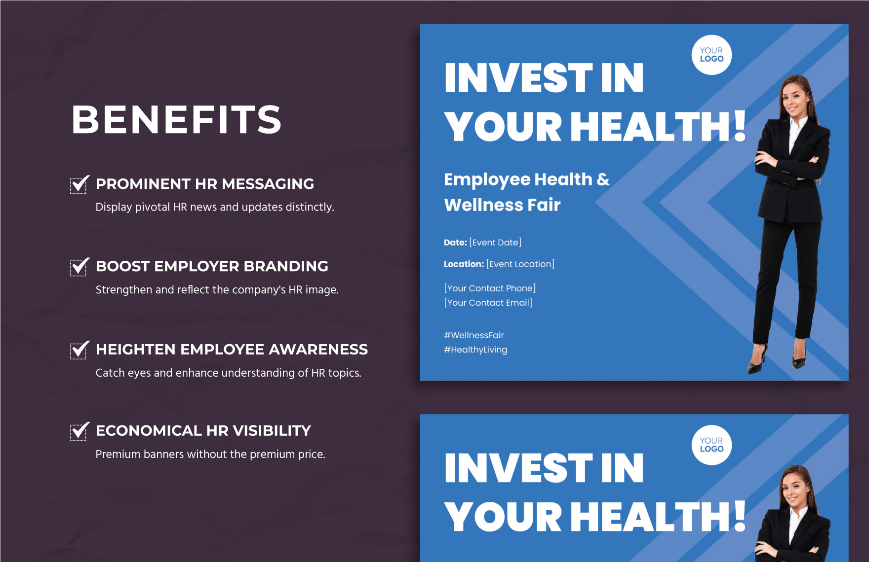 Employee Health And Wellness Fair Banner HR Template