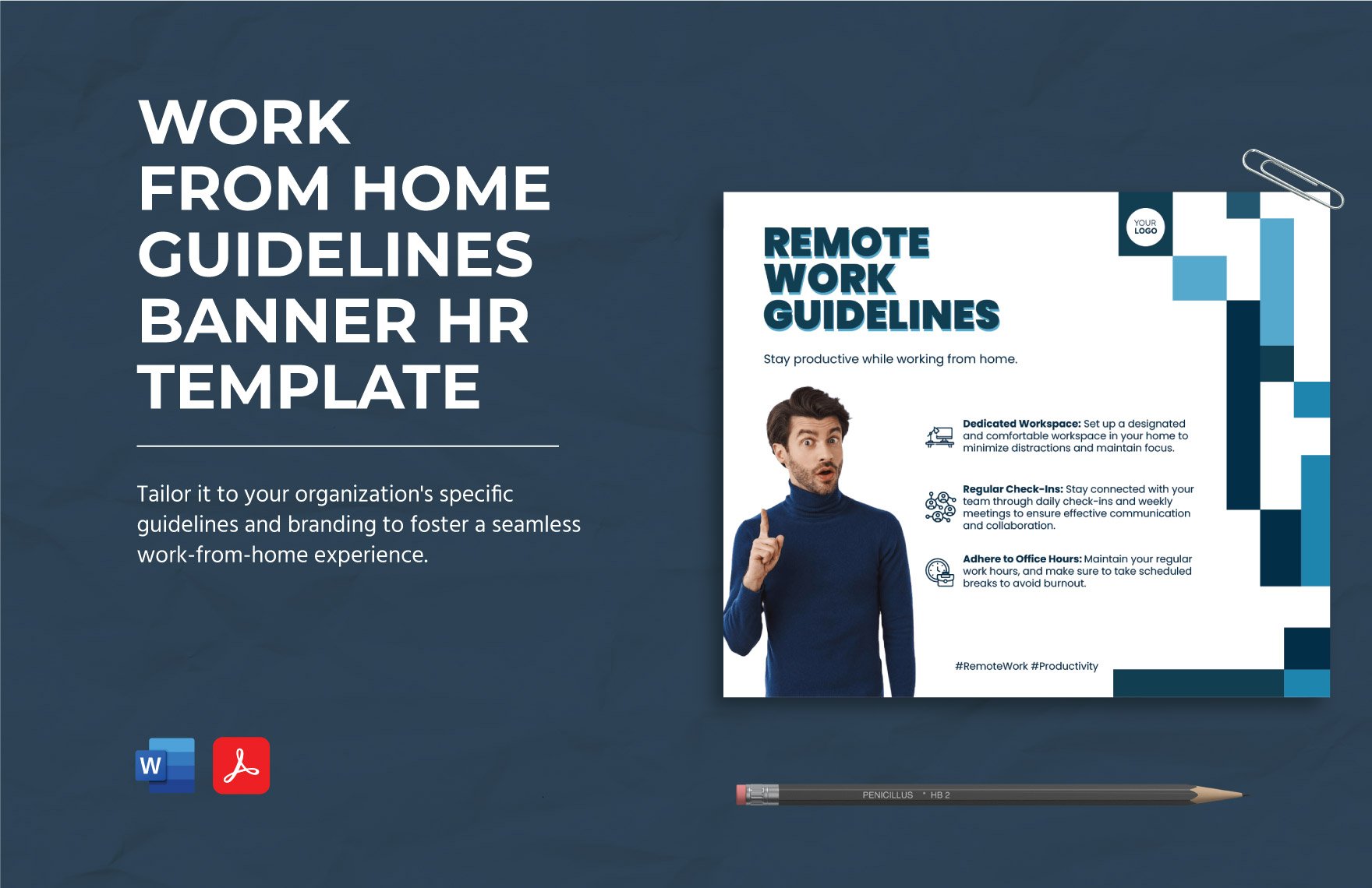 Work From Home Guidelines Banner HR Template