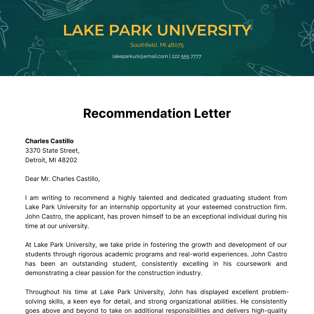 Recommendation Letter  Template - Edit Online & Download