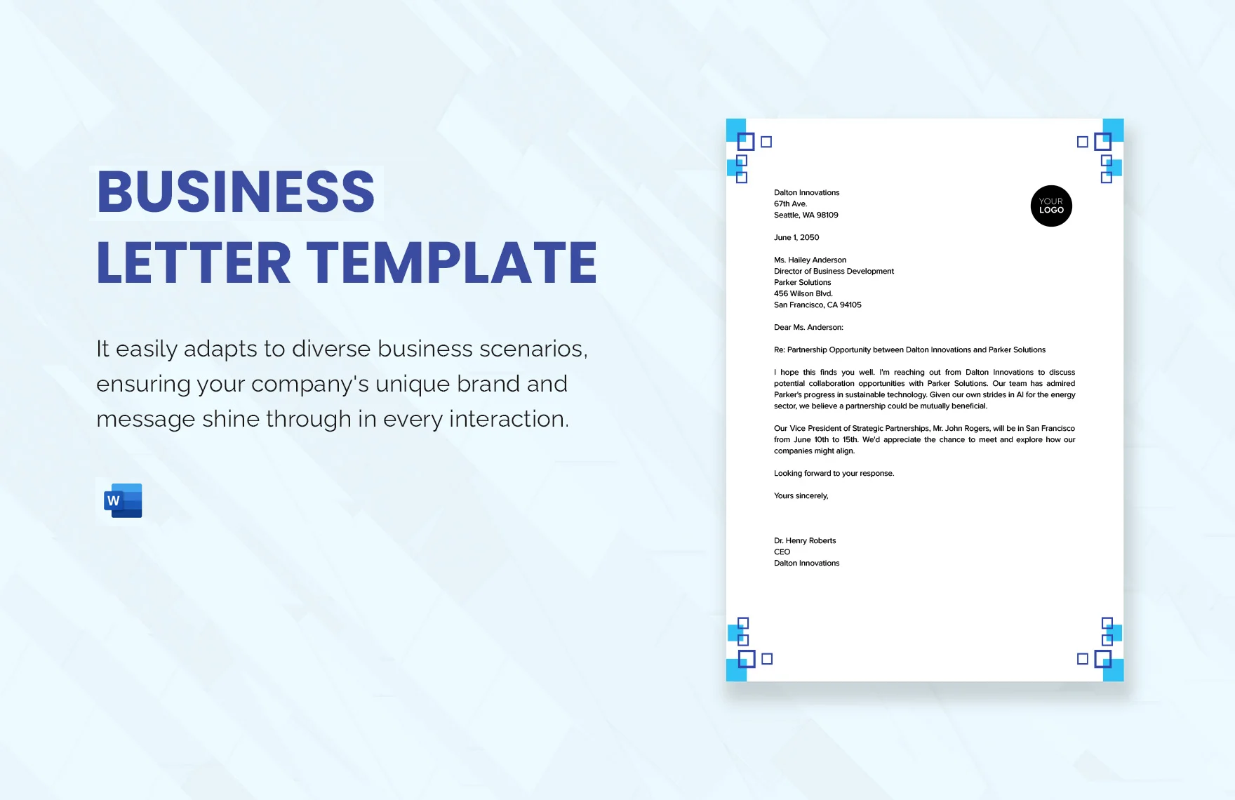 Free Business Letter Template in Word