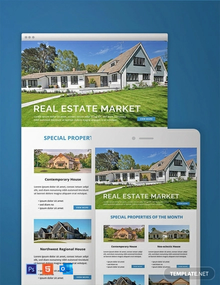 Monthly Real Estate Email Newsletter Template Html5 Outlook Psd Template Net