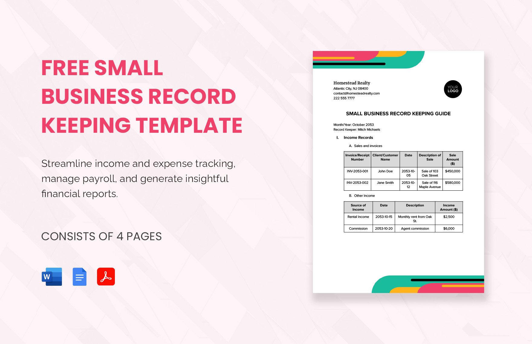 Free Small Business Record Keeping Template