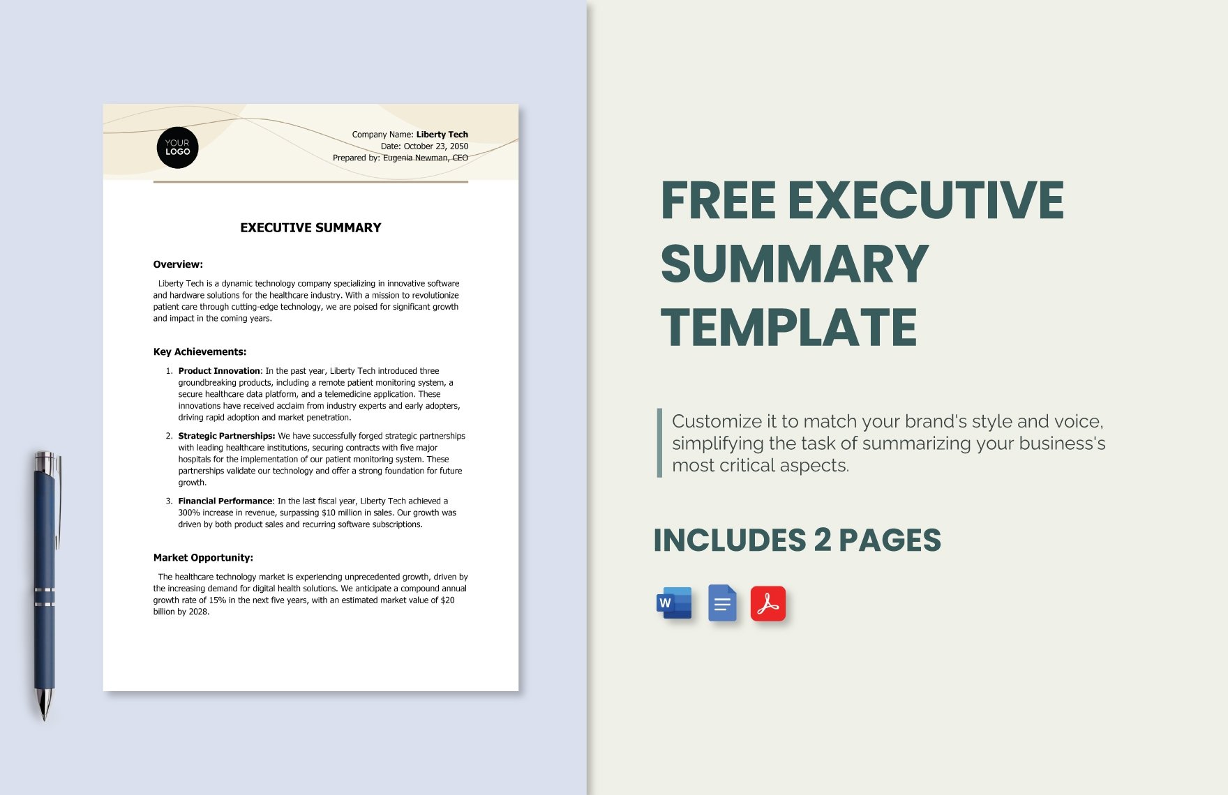 Free Executive Summary Template in Word, Google Docs, PDF
