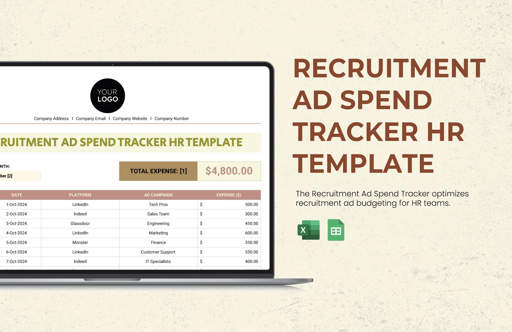 Recruitment Ad Spend Tracker HR Template