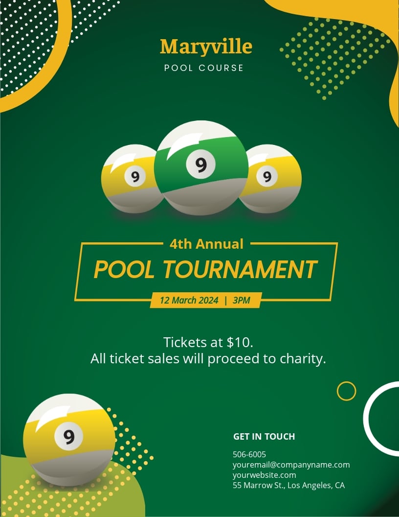 Pool Tournament Flyer Template Word (DOC) PSD InDesign Apple