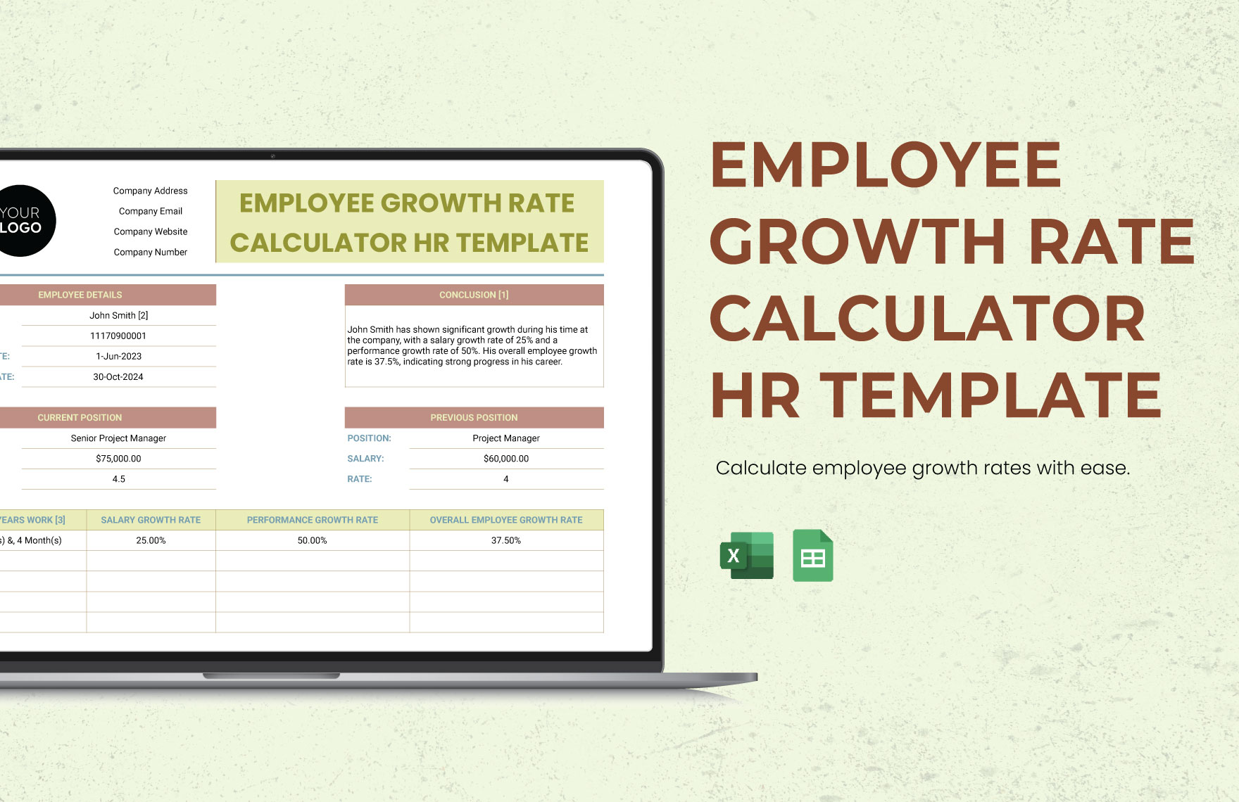 Employee Growth Rate Calculator HR Template In Excel Google Sheets 