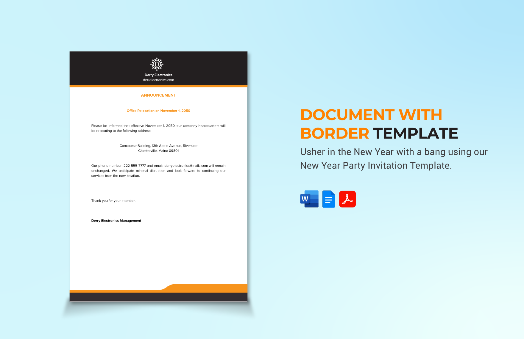 Document with Border Template in Word, Google Docs, PDF