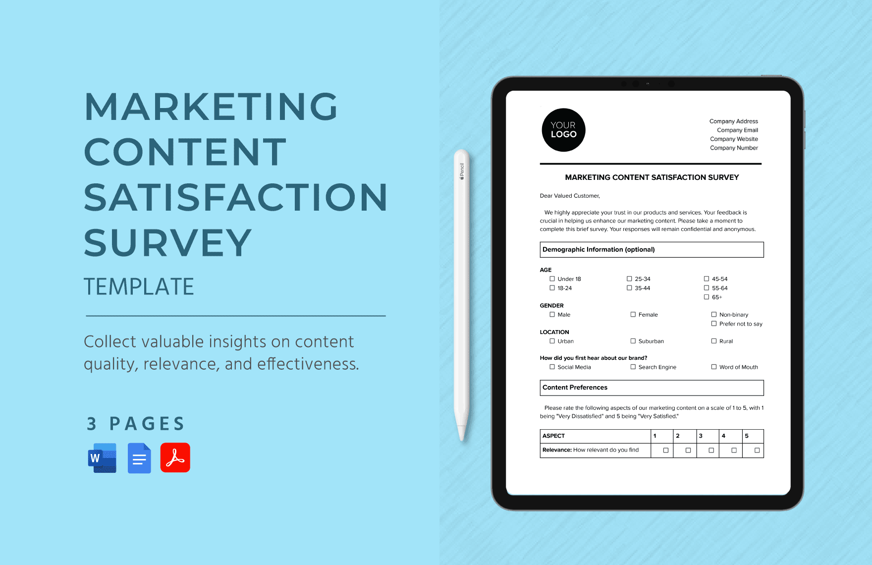 Marketing Content Satisfaction Survey Template