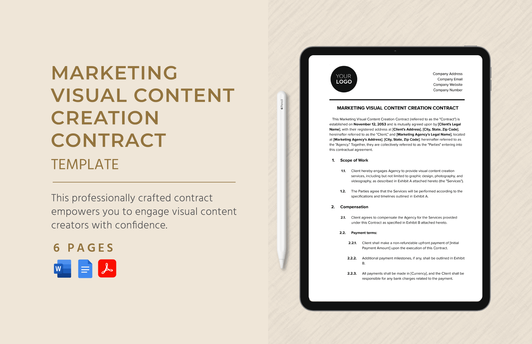 Marketing Visual Content Creation Contract Template