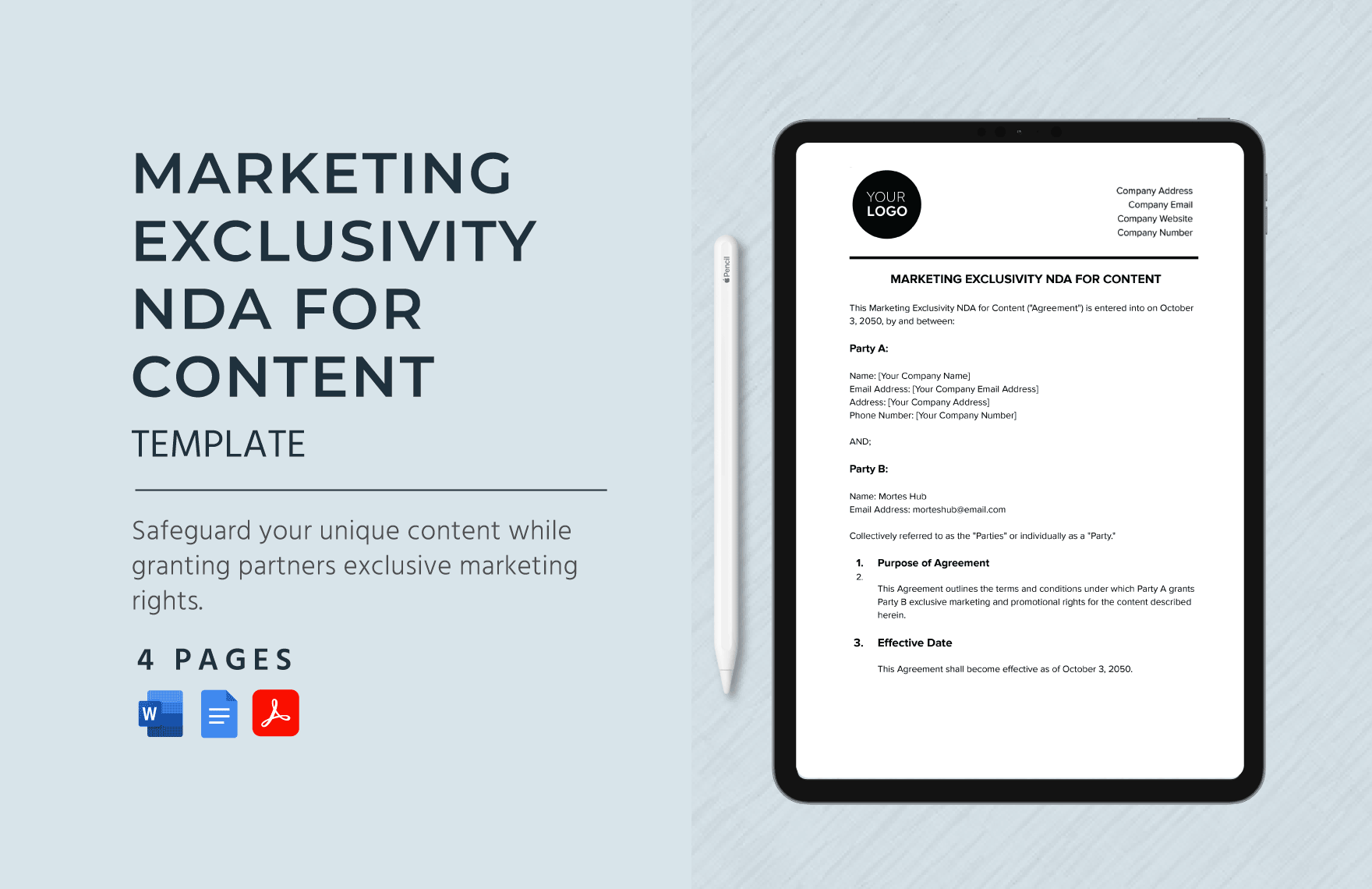 Marketing Exclusivity NDA for Content Template