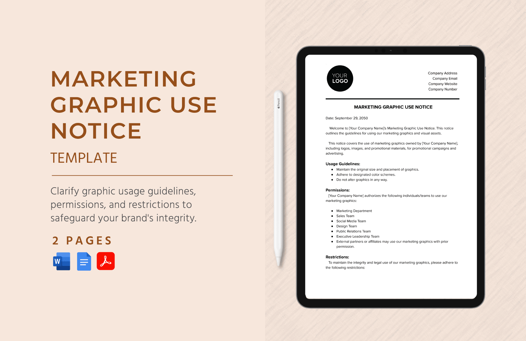 Marketing Graphic Use Notice Template in Word, Google Docs, PDF