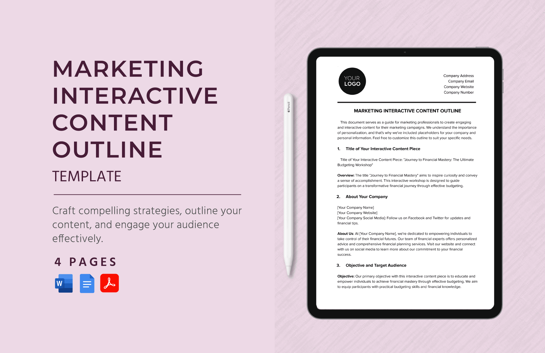 Marketing Interactive Content Outline Template in Word, Google Docs, PDF