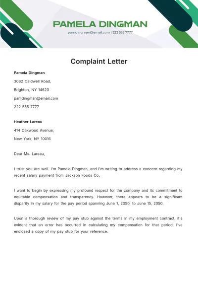 Free Complaint Letter  Template to Edit Online