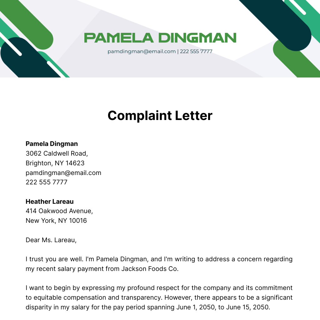 Complaint Letter  Template - Edit Online & Download