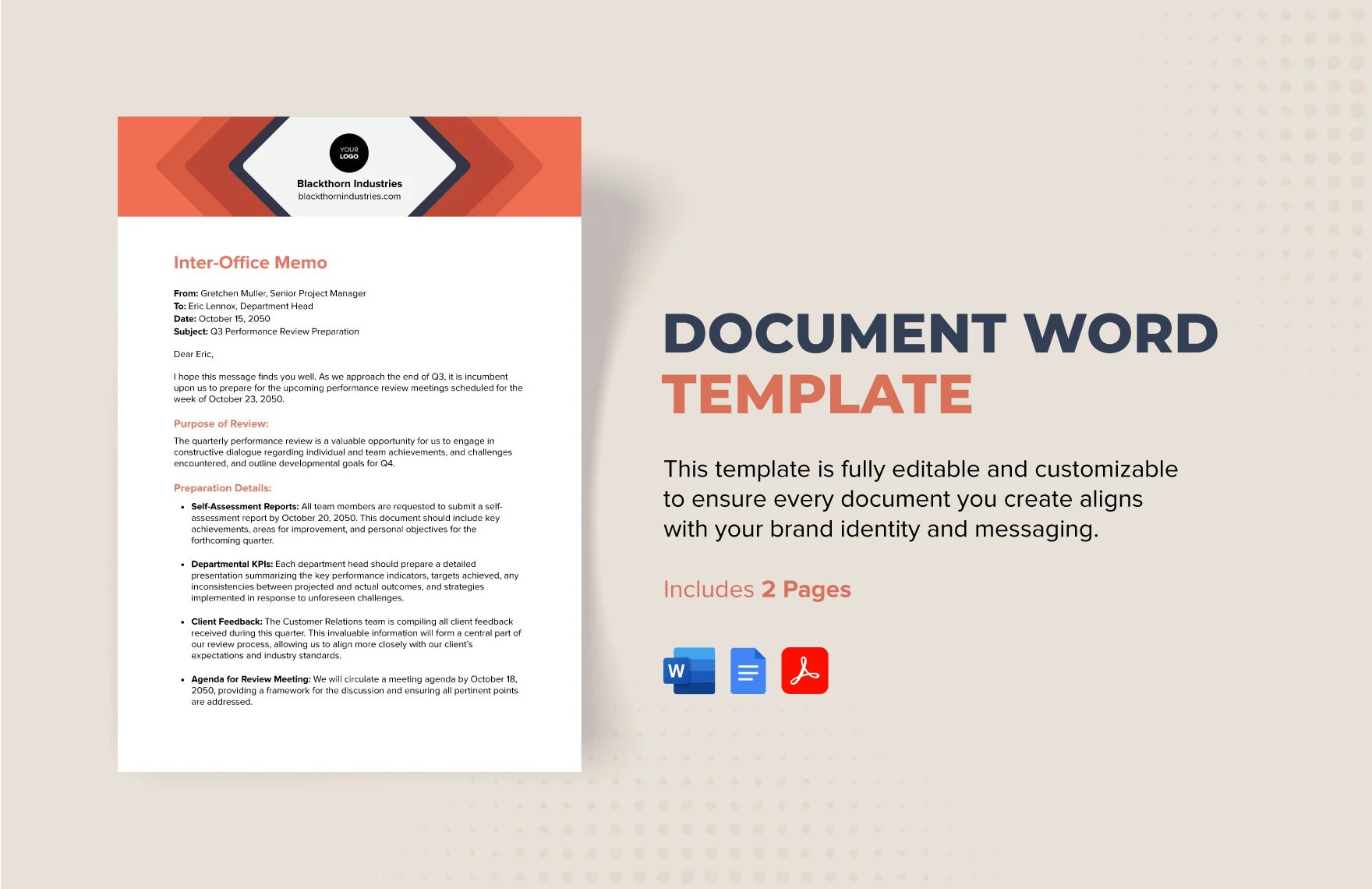 Free Document Word Template in Word, Google Docs, PDF