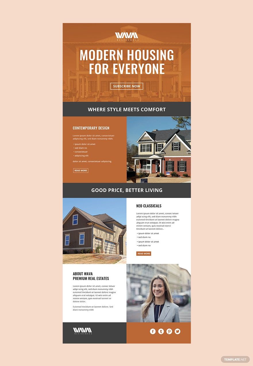 Real Estate Email Newsletter Template in PSD, Outlook, HTML5