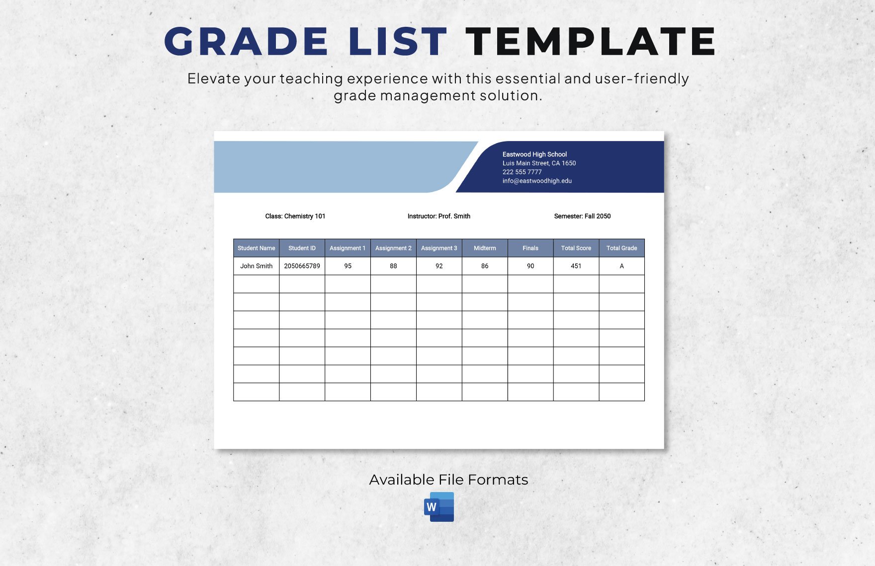 Grade List Template