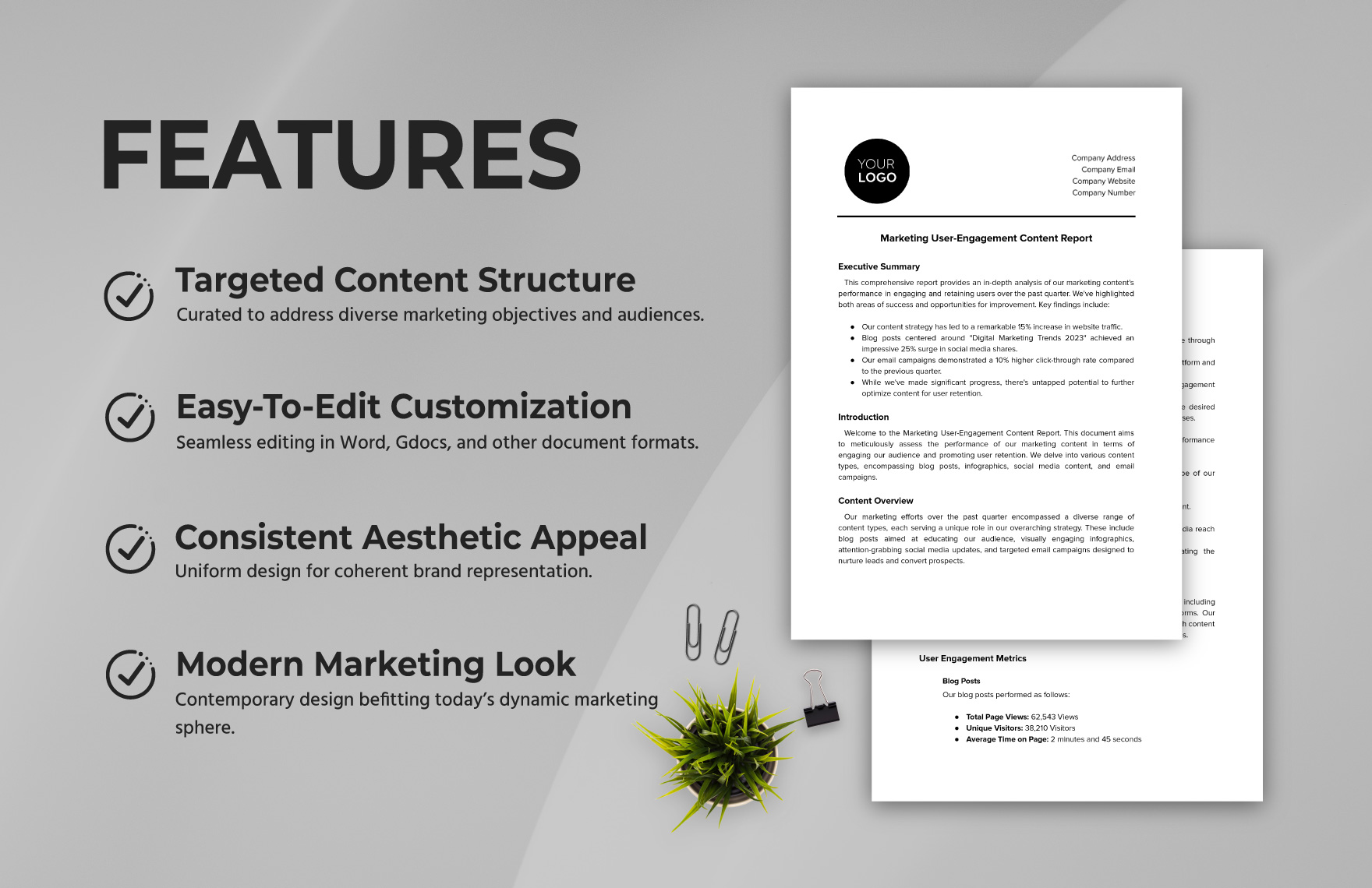 Marketing User-Engagement Content Report Template
