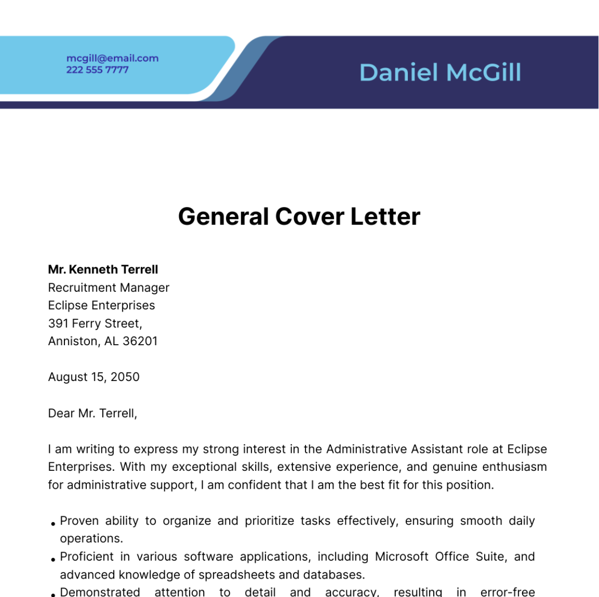 General Cover Letter  Template - Edit Online & Download