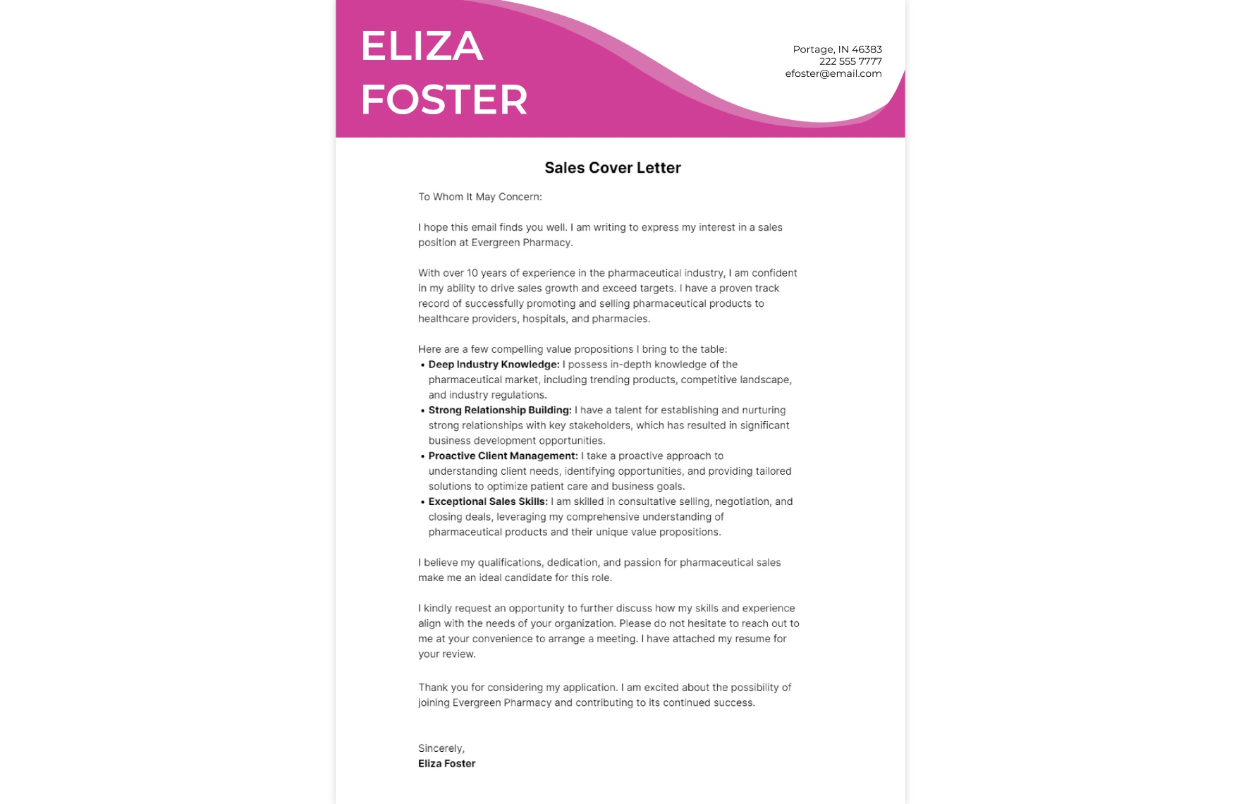 Sales Cover Letter  Template