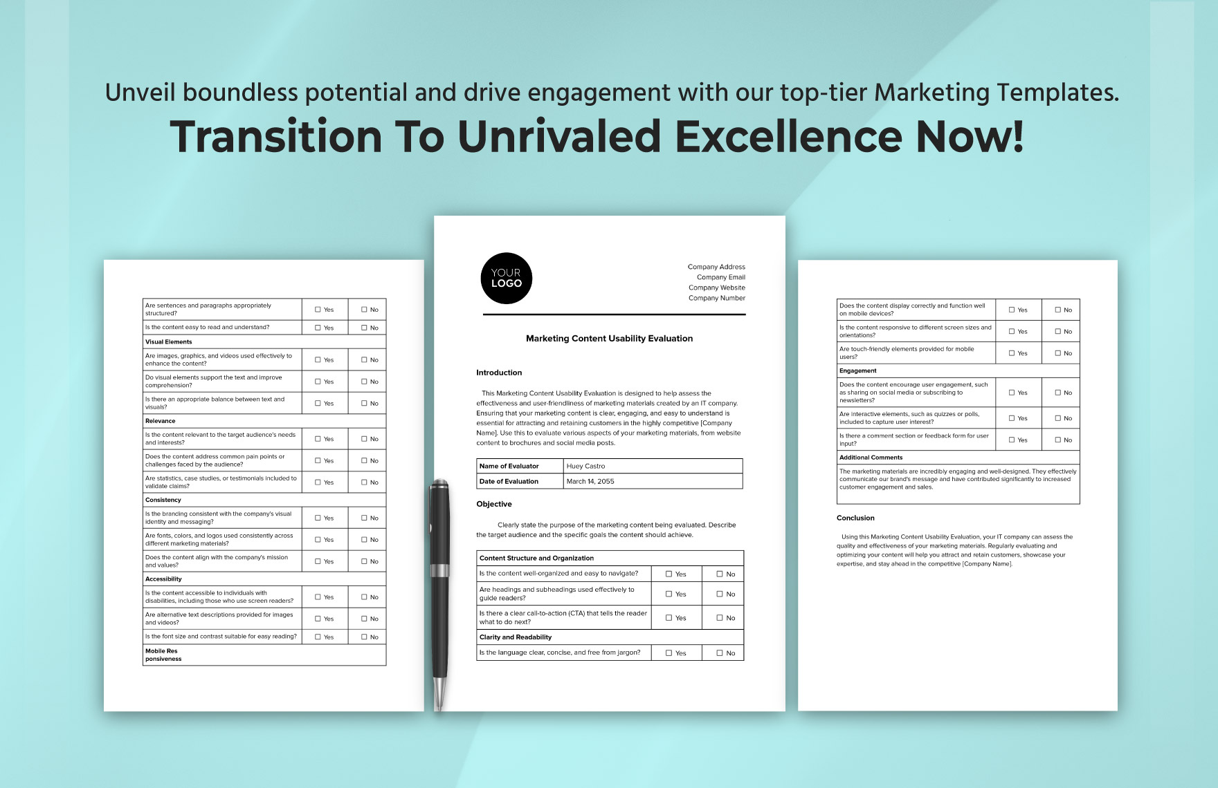 Marketing Content Usability Evaluation Template