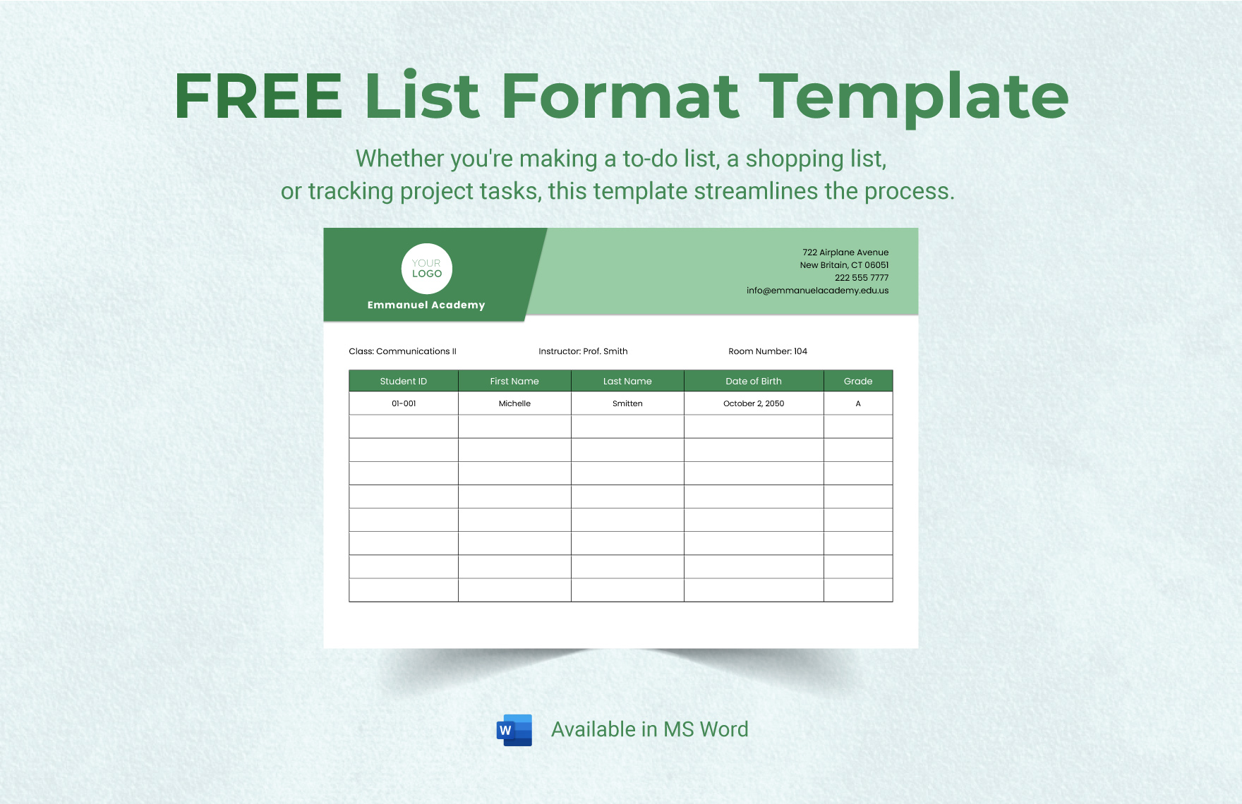 Free List Format Template Download in Word Template net Free List Format Template Download in Word Template net
