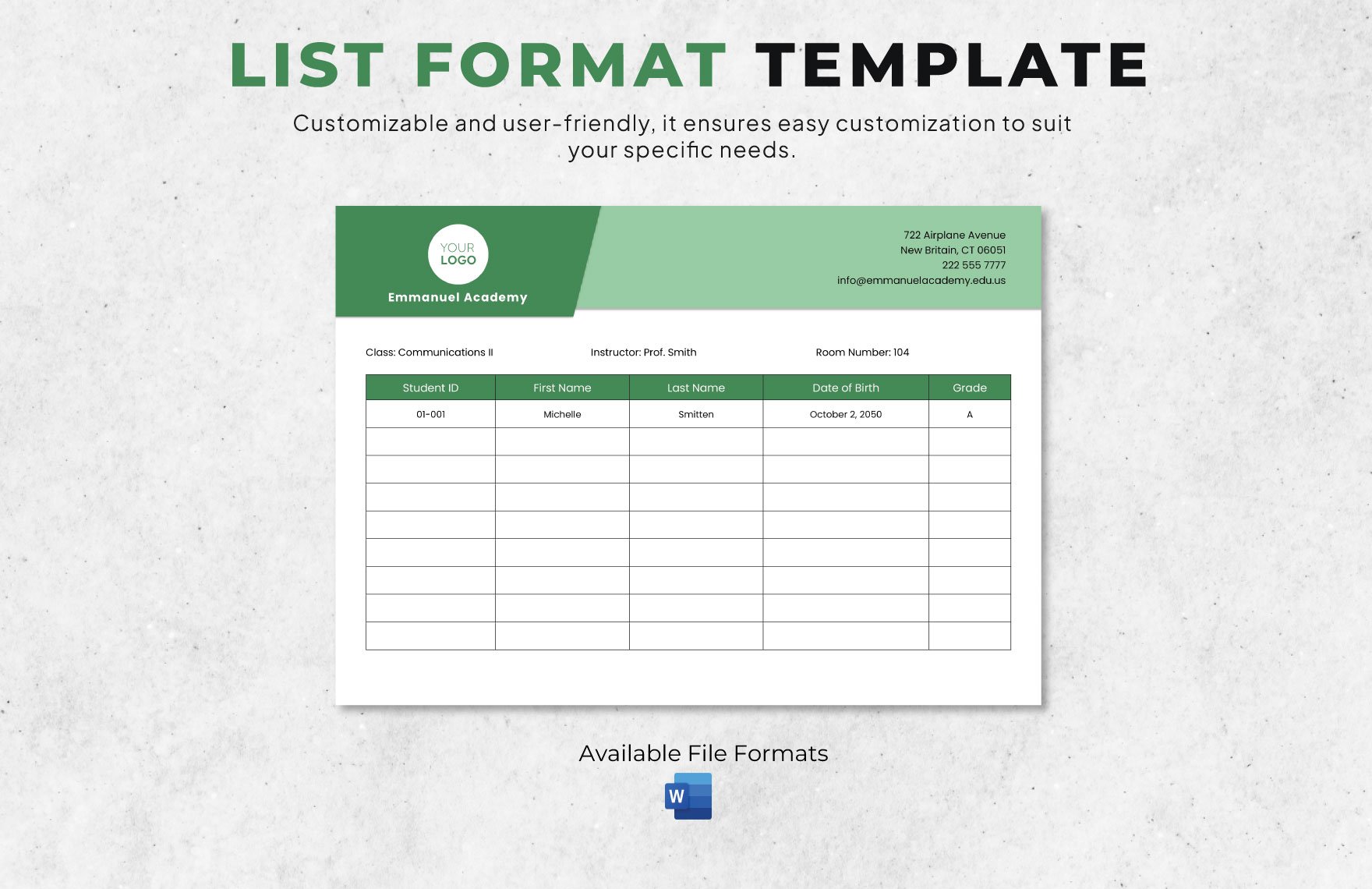 List Format Template