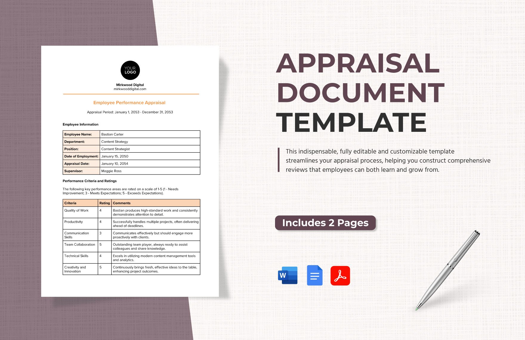 Appraisal Document Template