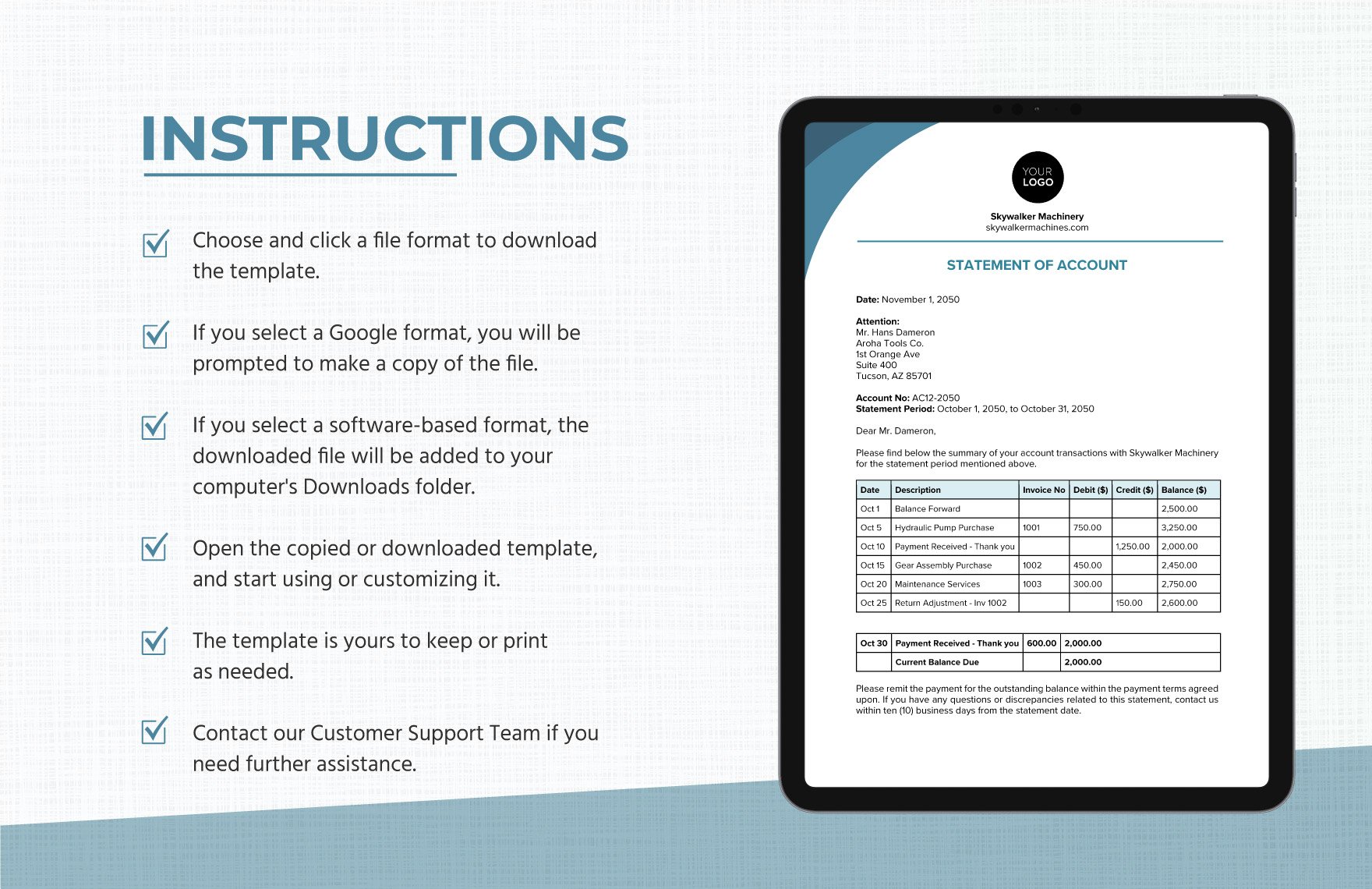 Statement of Account Template