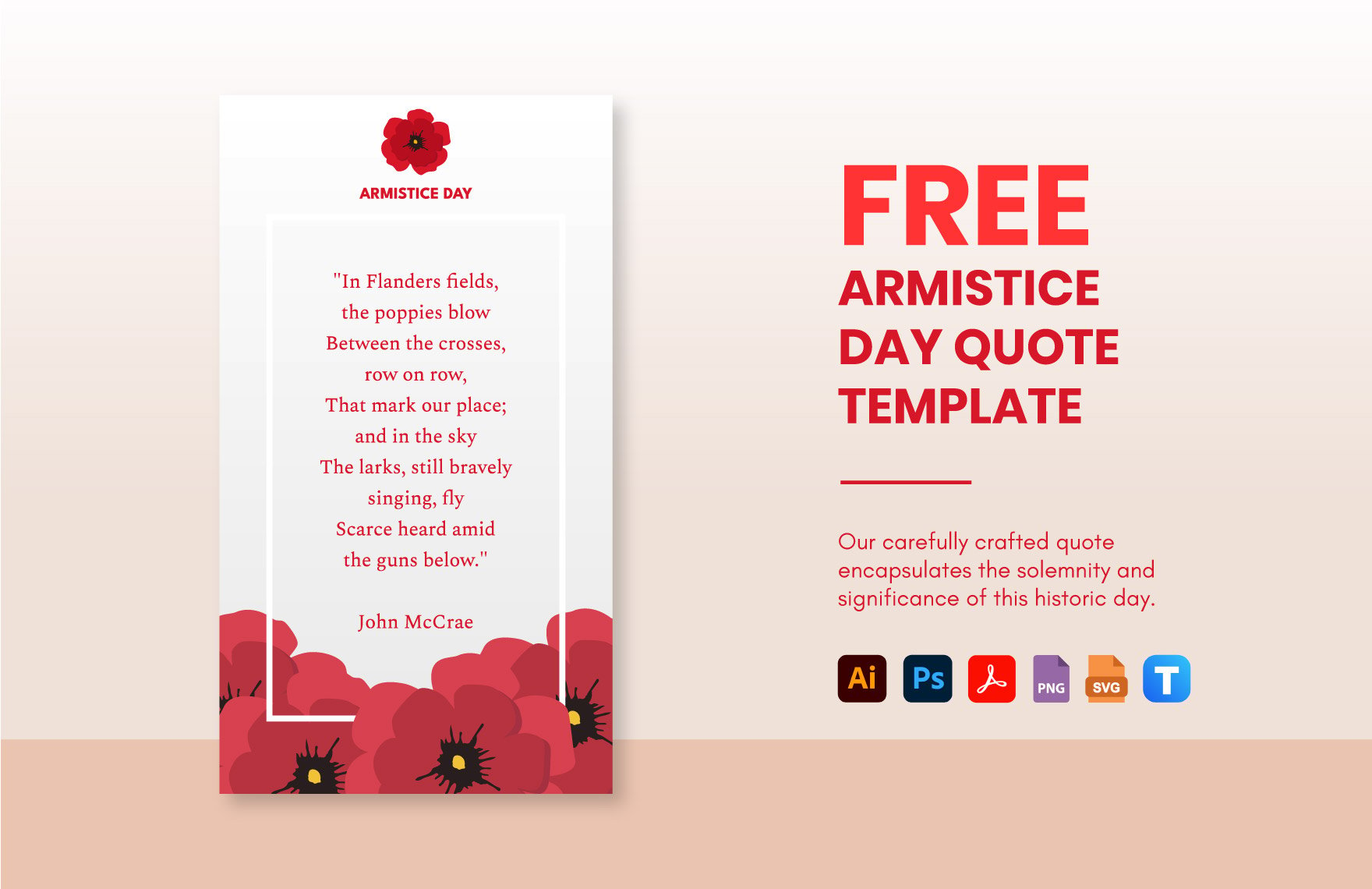 Free Armistice Day Quote in PDF, Illustrator, PSD, SVG, PNG
