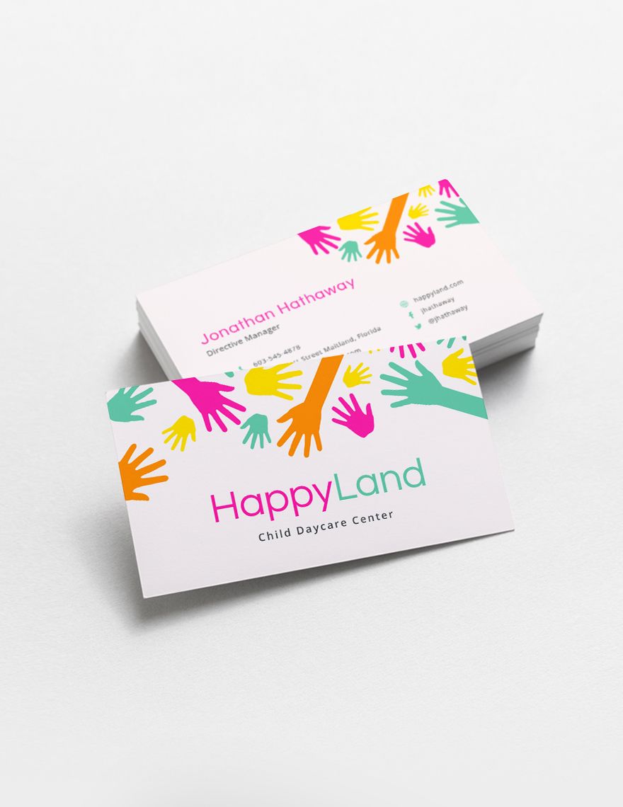 Child care Business Card Template in Word, Google Docs, Illustrator, PSD, Apple Pages, Publisher