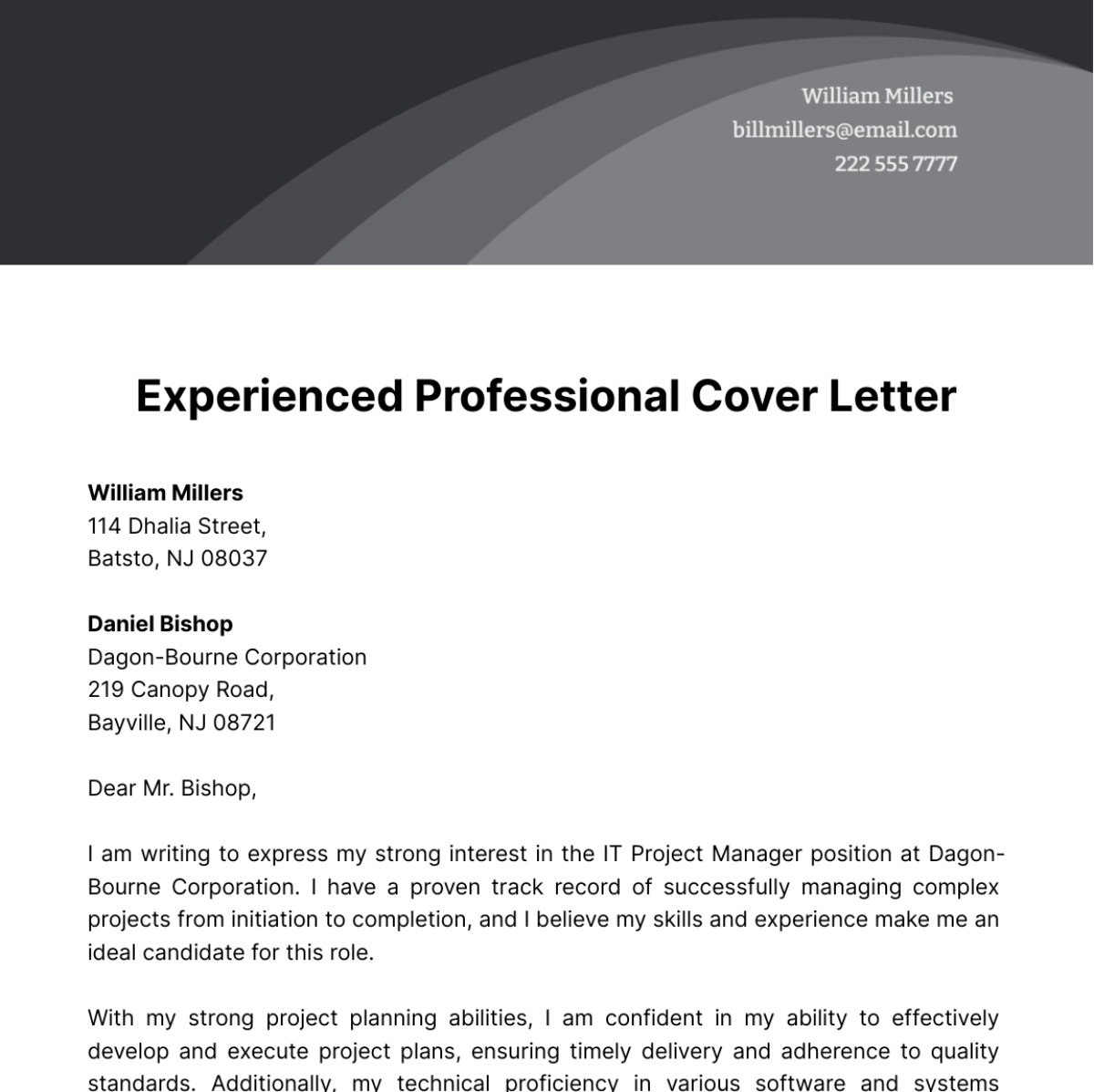 cover letter example experienced professional