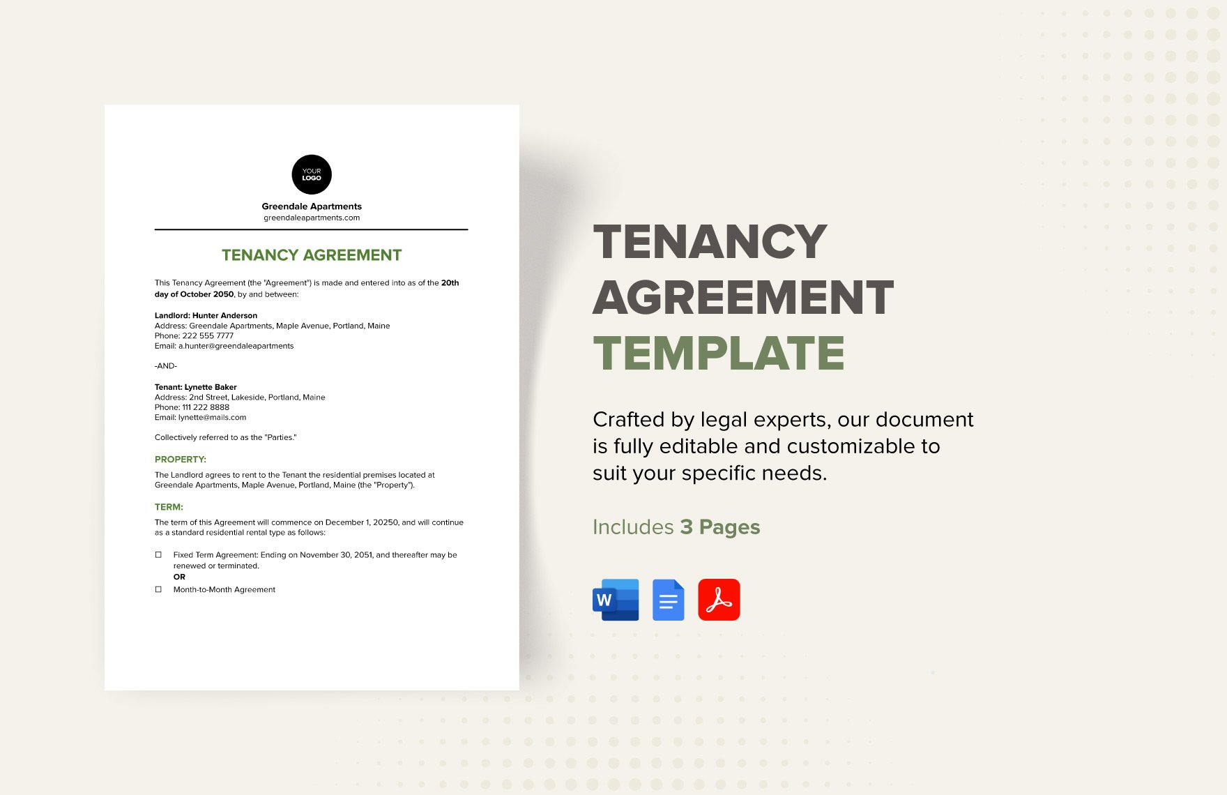 Tenancy Agreement Template in Word, Google Docs, PDF