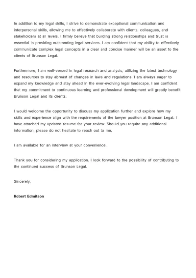Free Legal Cover Letter  Template to Edit Online