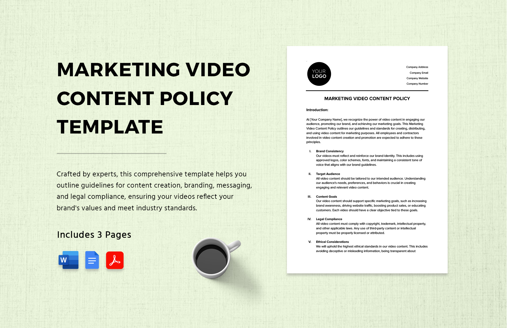 Marketing Video Content Policy Template in Word, Google Docs, PDF