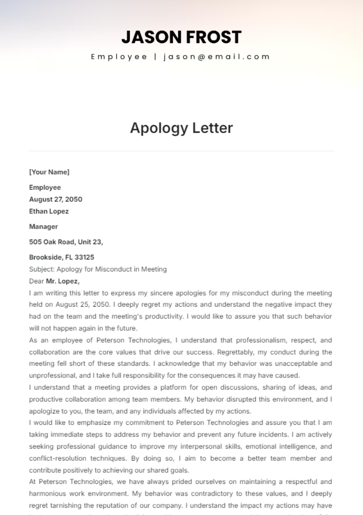 Apology Letter  Template - Edit Online & Download