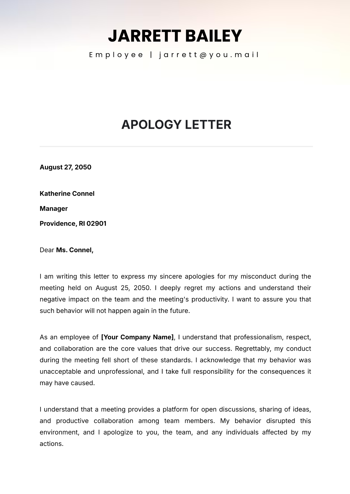 Apology Letter Template - Edit Online & Download