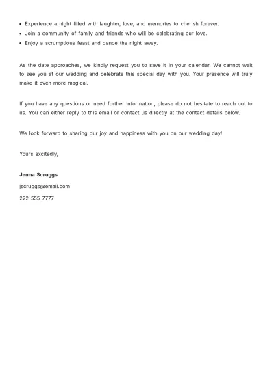 Free Wedding Invitation Letter  Template to Edit Online