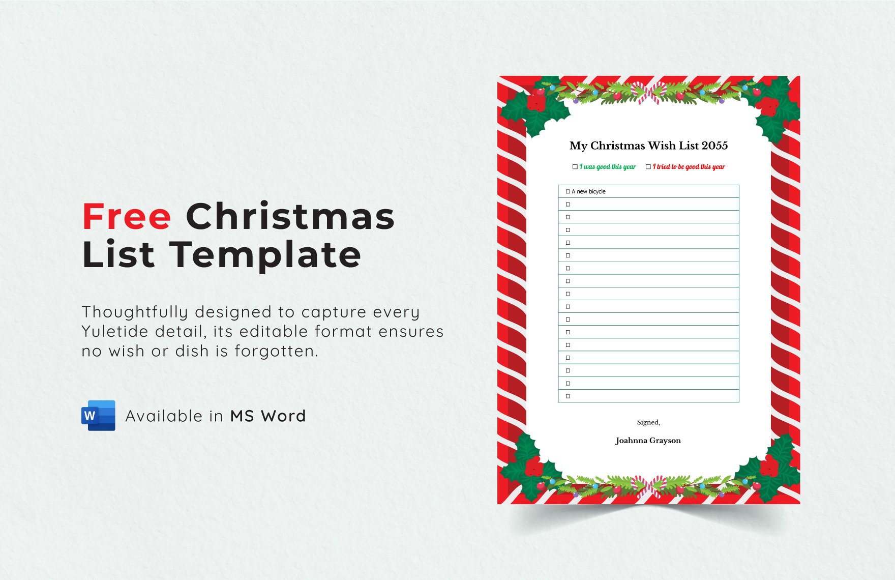 Free Christmas Wish List Template Download in Word, Google Docs, PDF