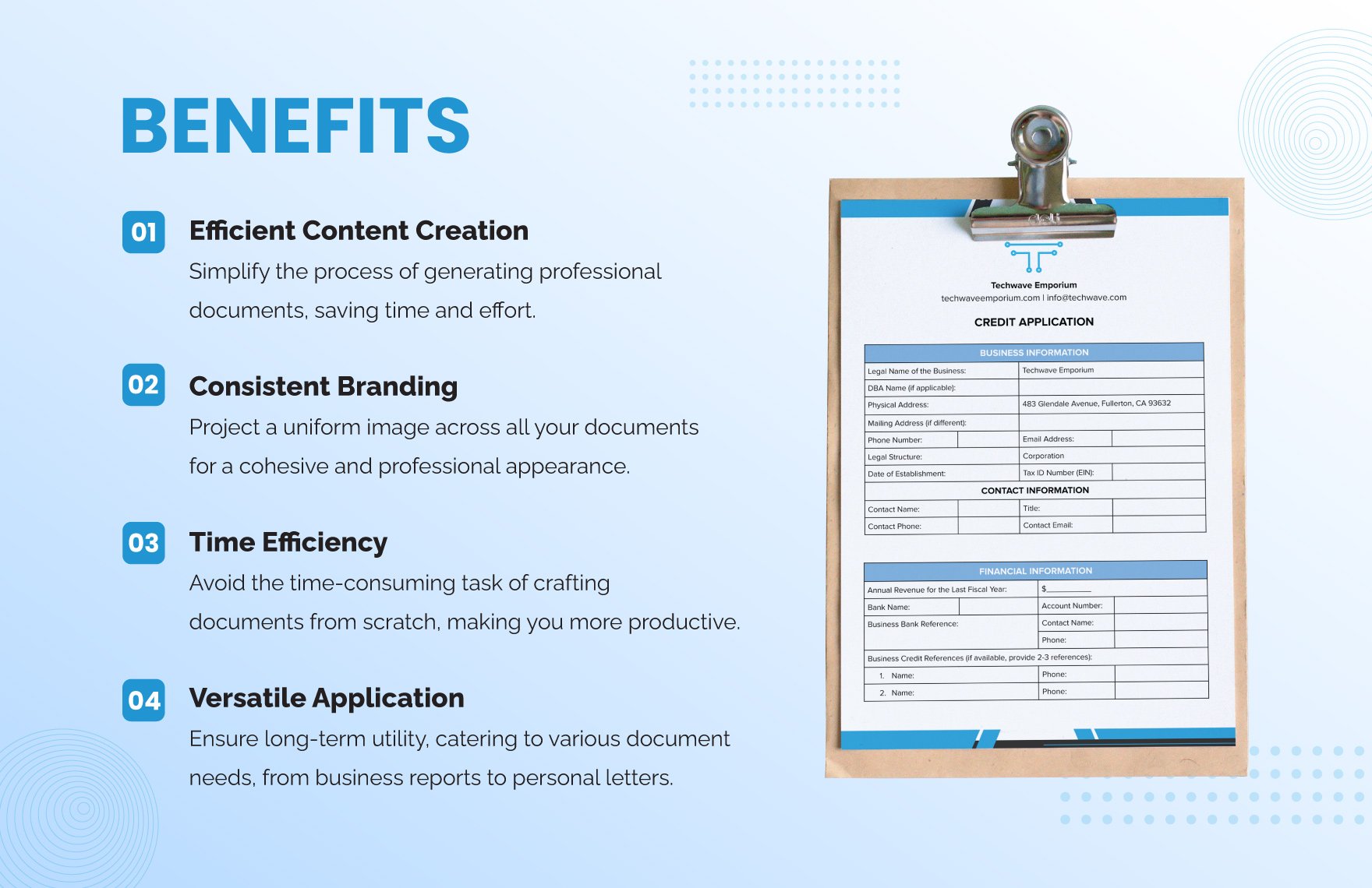 Credit Application for Business Template