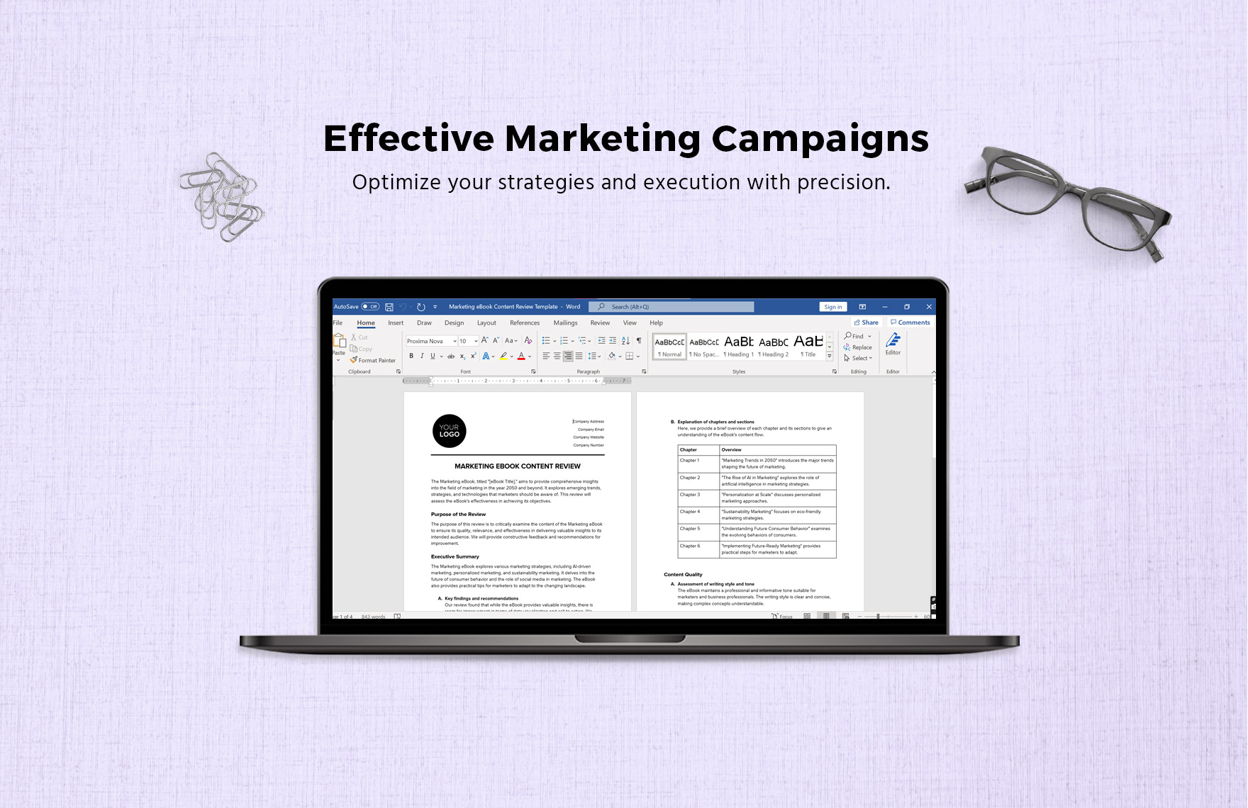 Marketing eBook Content Review Template