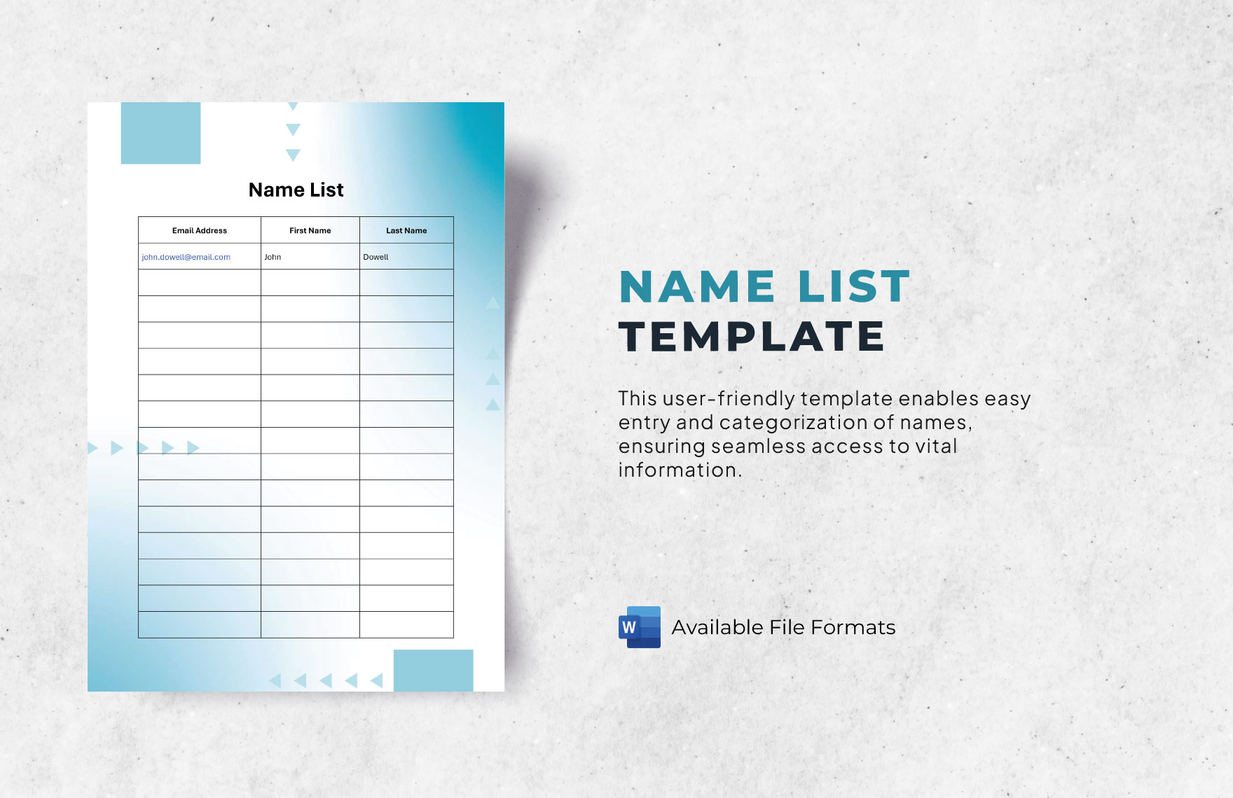 Free Name List Template in Word