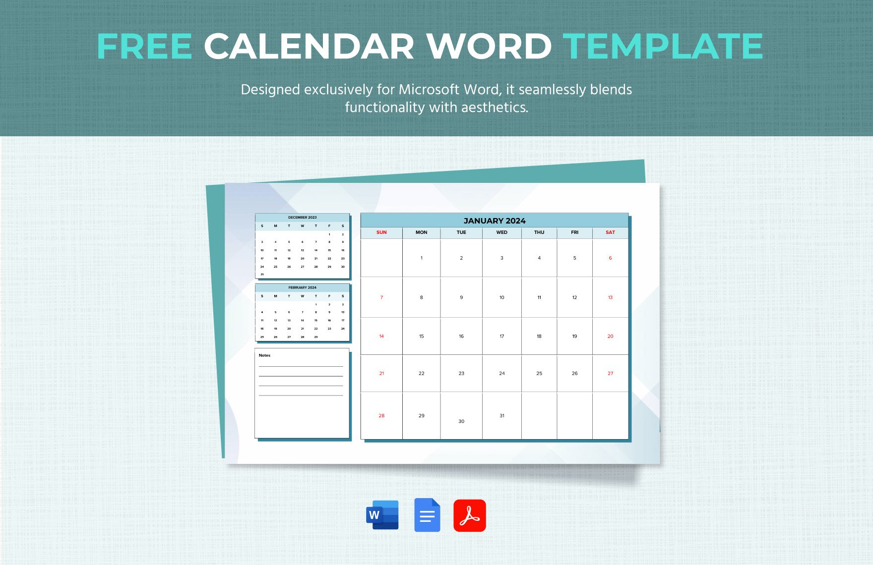 Calendar Word Template in Word FREE Download Template net