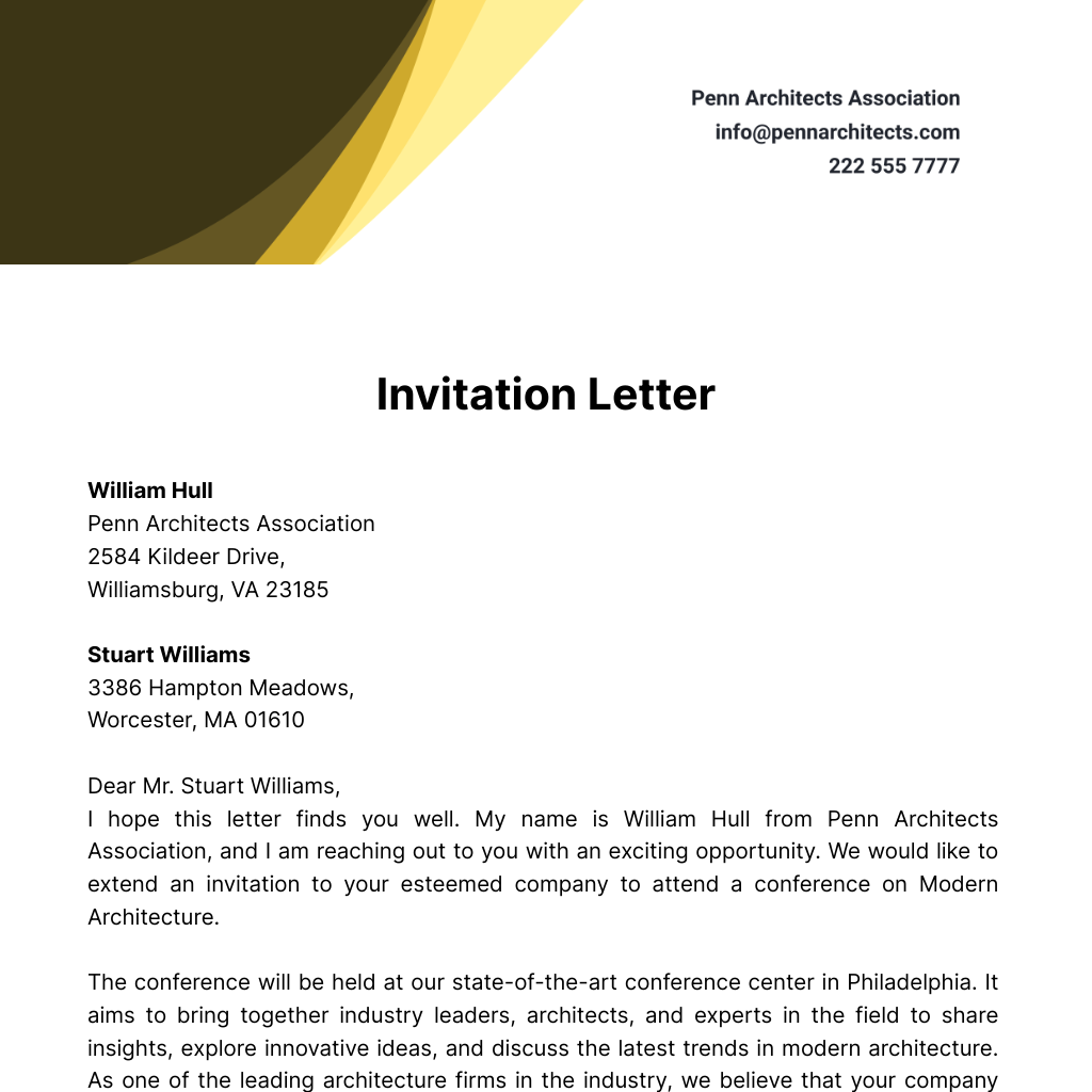 Invitation Letter  Template - Edit Online & Download