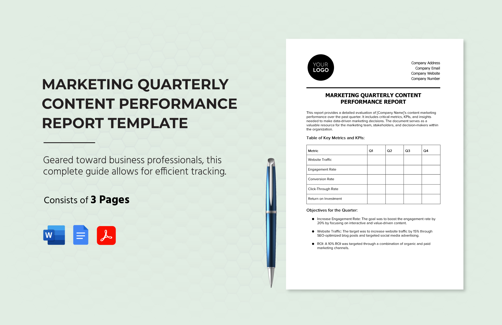 Marketing Quarterly Content Performance Report Template