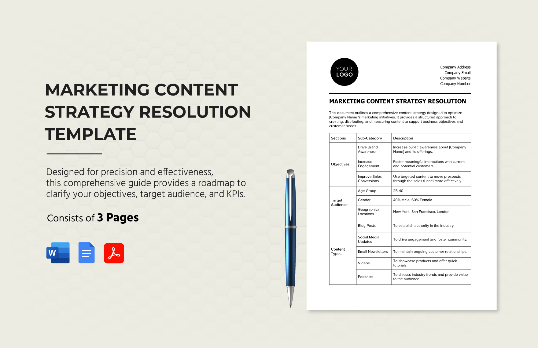 Marketing Content Strategy Resolution Template