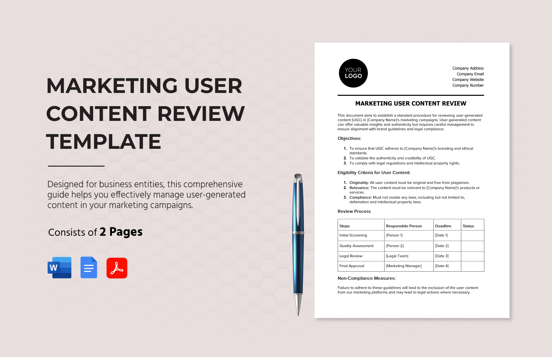Marketing User Content Review Template