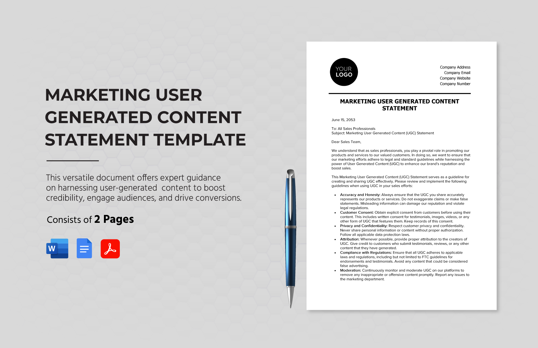 Marketing User Generated Content Statement Template