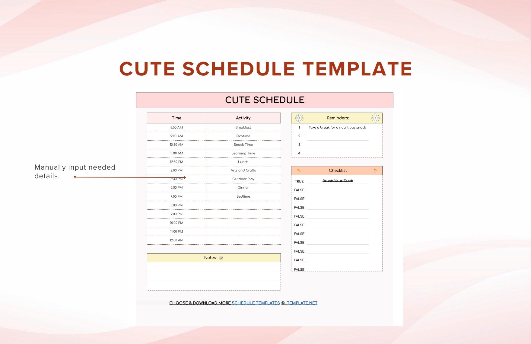 Cute Schedule Template