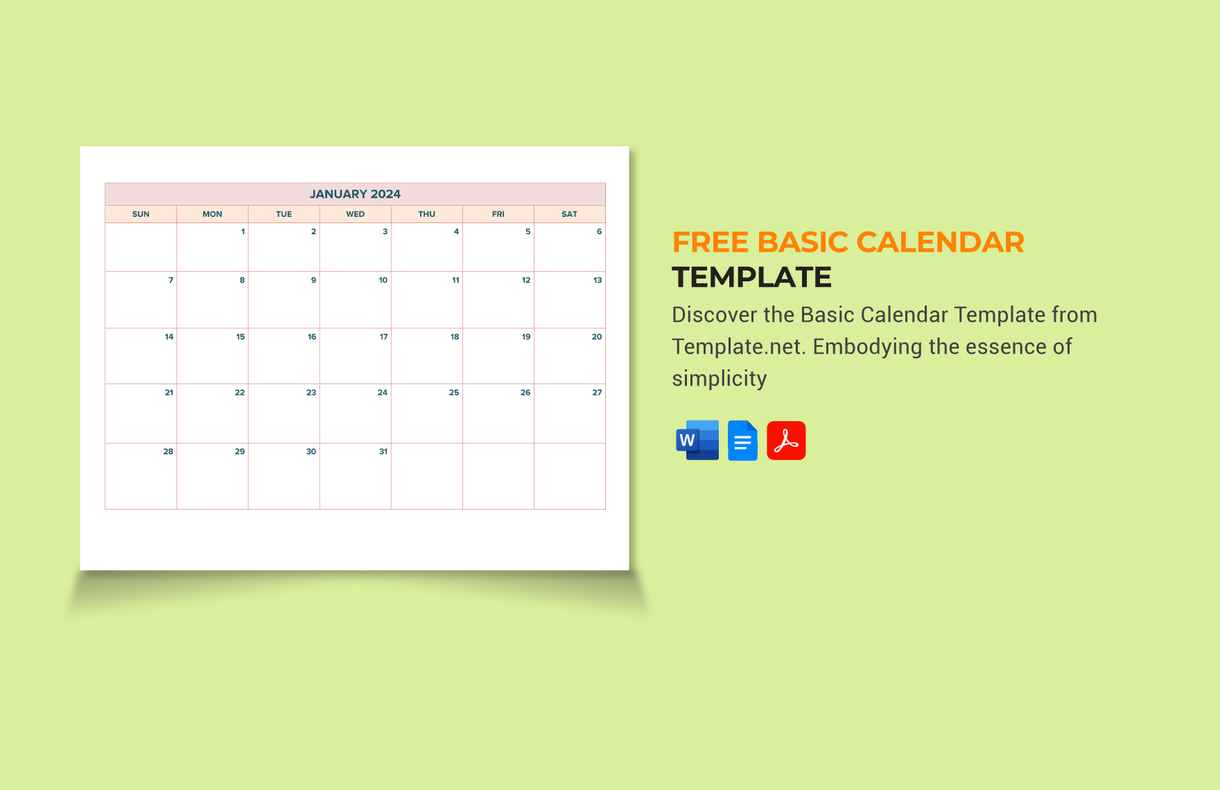 Basic Calendar Template